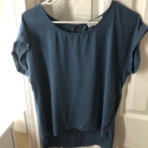 blue silk blouse